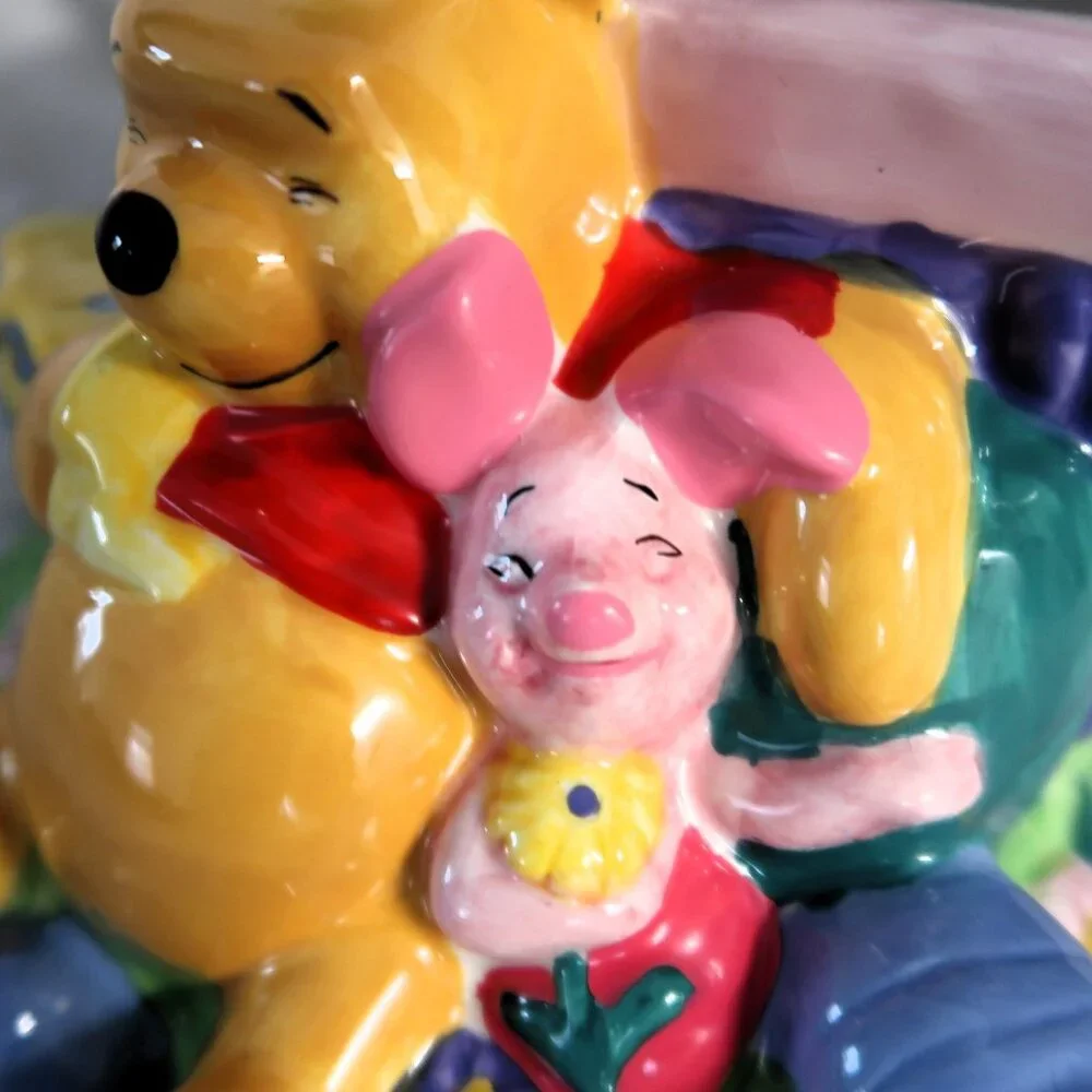 2000 Disney Winnie the Pooh & Piglet Ceramic Flower Vase Planter